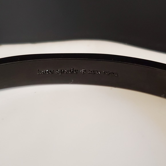 Kate Spade Jazz Things Up Cat Ears Hinged Bangle Black with Pave Crystals Signed - Picture 3 of 9
